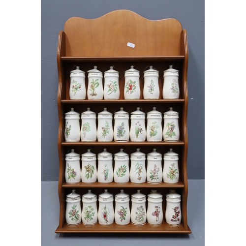 359 - A Set of 27 Gresham Flower Fairies Ceramic Spice Jars, On Wooden Display Stand