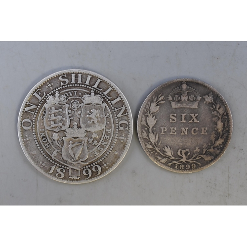 155 - Victoria Silver 1899 Shilling and Sixpence