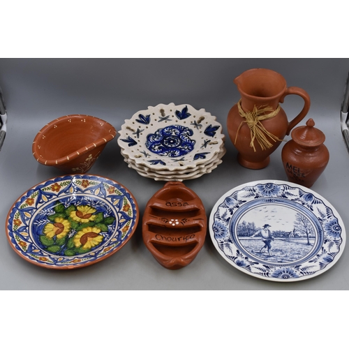 369 - Selection of Authentic Portuguese Cooking Pots, Display Plates, Water Jug and More