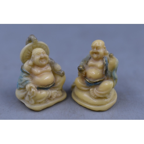 204 - Vintage Box Set of Six miniature Laughing Buddha Statues