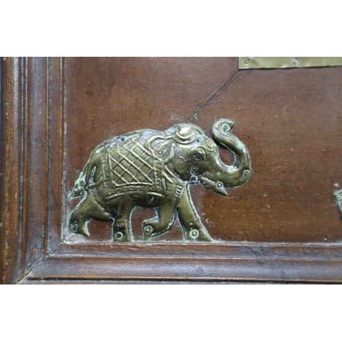 395 - Indian Wood and Brass Elephant Plaque (14