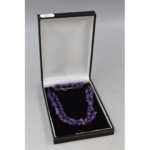 241 - Amethyst Chip Necklace with Silver 925 Clasp and Presentation Box