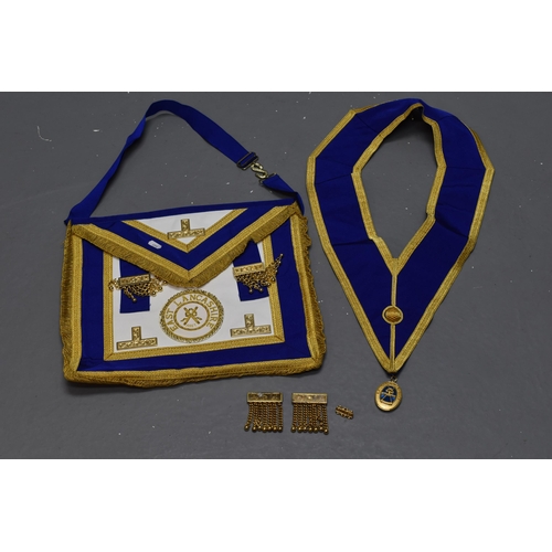 242 - An East Lancashire Masonic Regalia With a Selection of Eight Gold Plated Fox Hunting Mugs, Includes ... 