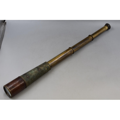 257 - Broadhurst Clarkson & Company 3 Draw Brass Telescope in Leather Case with Spare Lens