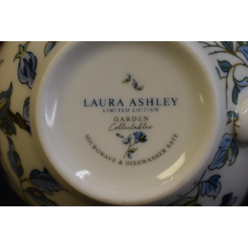 444 - A Boxed Limited Edition Laura Ashley Garden Collectables Tea Set. One Cup is Chipped