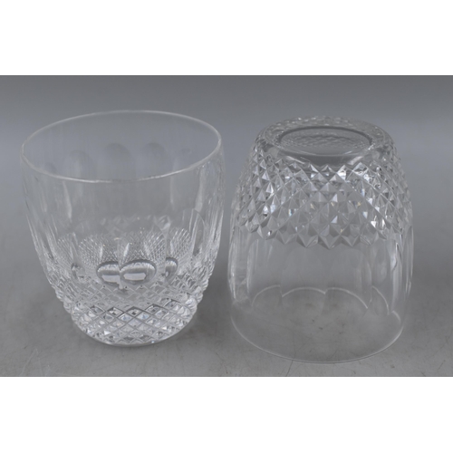 293 - A set of 6 Waterford crystal “Colleen” whisky tumbler glasses. 8 x 8.5cm.