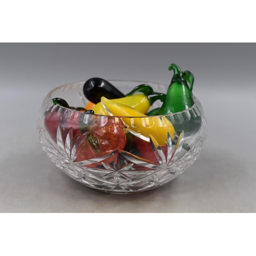 299 - Twelve Pieces of Glass Display Fruit in Cut Glass Bowl (7