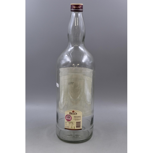 455 - LARGE 4.5 Litre Empty Glass Bell's Scotch Whisky Bottle Complete with Top