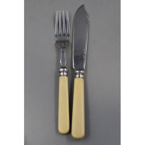 471 - A Vintage Silver Plated Twelve Piece Fish Knife and Fork Set, In Presentation Case