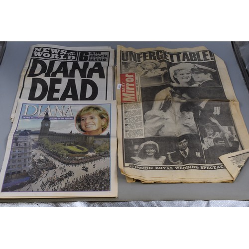 488 - Mixed Lot of Vintage Newspapers Mainly Announcing the Death of of lady Diana interesting reading