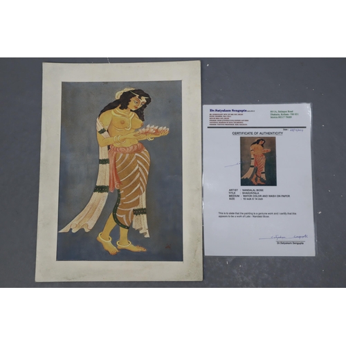 324 - Nandalal Bose Water Colour and Wash on Paper entitled Shakuntala Complete with Certificate of Authen... 