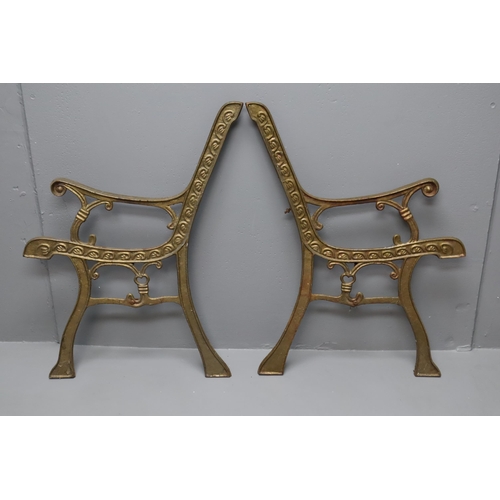 691 - Cast Iron Bench Ends and Cast Iron Bench Back Plate