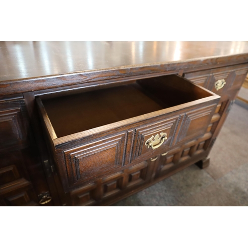 574 - Mid Century Younger Toledo Pattern Oak Sideboard with Three drawers over Four Cupboards in lovely Co... 