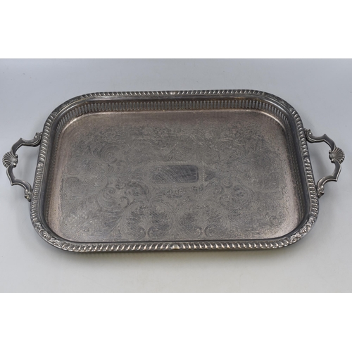 746 - Metal items to include large vintage engraved silver plated tray 23