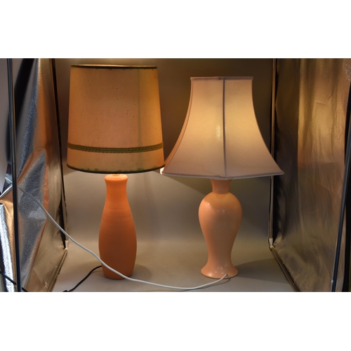 730 - Two Ceramic Base Table Lamps With Shades, Tallest approx 74cm in Height, Both Working When Tested