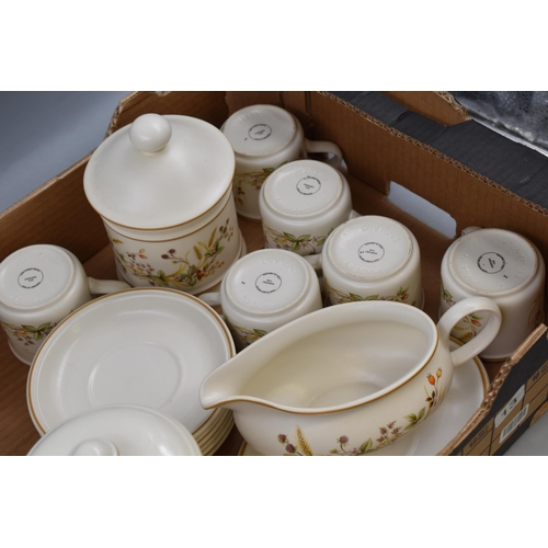 610 - Selection of Harvest Kitchenware including Coffee Cups, Saucers, Gravy Boat, and Storage Cannisters ... 