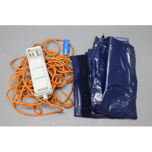 734 - Camping RCD Extension 240v 16amp 10mtr Extension Sockets and a inflateable Matteress