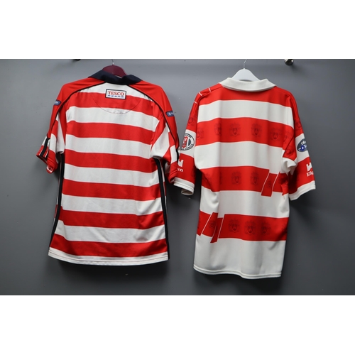 735 - A Selection of Seven Retro Wigan Rugby Shirts, From 1980's and 90's