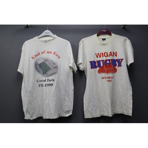 735 - A Selection of Seven Retro Wigan Rugby Shirts, From 1980's and 90's