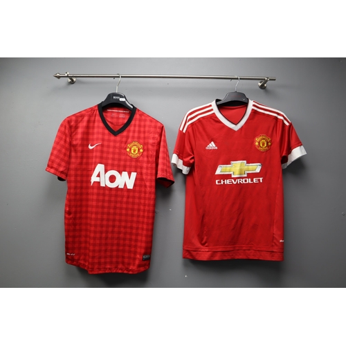 653 - Two Manchester United Home Shirts 2007-09 Season, And 2015/16