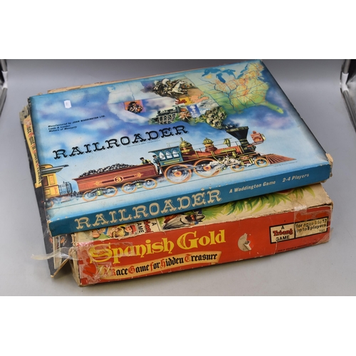 803 - Selection of 2 Vintage Board Games Including Railroader and Spanish Gold (Unchecked)