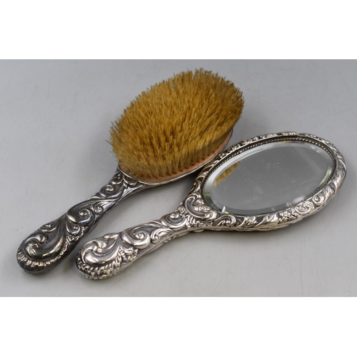 19 - Hallmarked London Silver Dressing Table Brush and Mirror Set