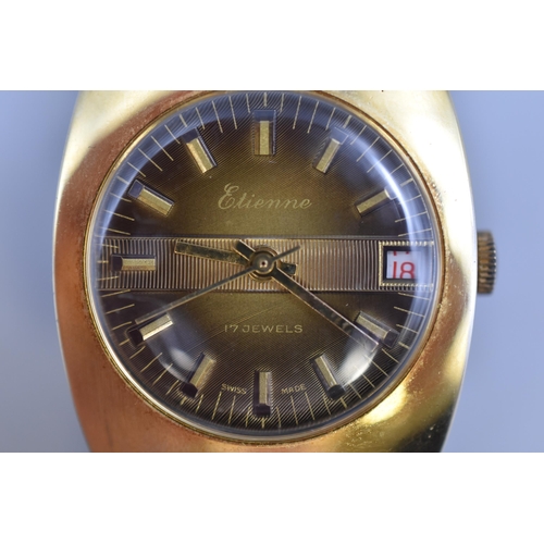 63 - A Mechanical Etienne 17 Jewels Watch With Expandable Strap, Working