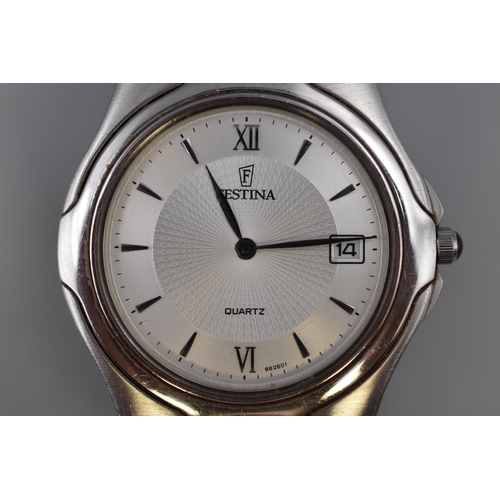 67 - A Festina Quartz Watch With Stainless Steel Strap, Working