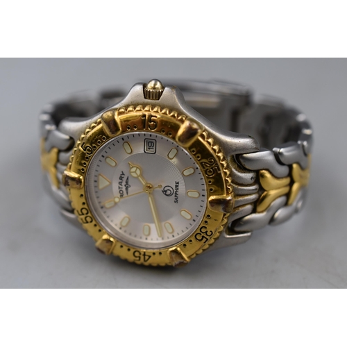 A Rotary Aspen Sapphire Quartz Divers Watch Working