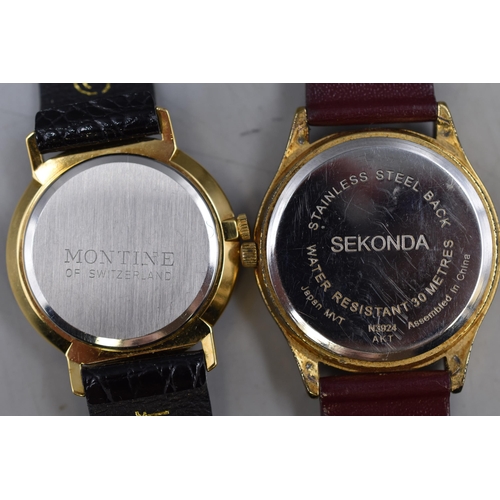 77 - Two Quartz Watches With Leather Straps To Include Montine and Sekonda. Both Working