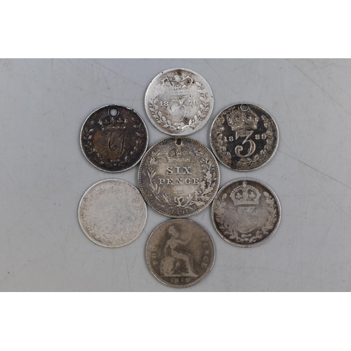 108 - Seven Victorian Silver Coins in Various Dates