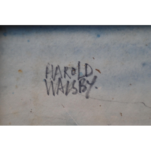 389 - Signed Mid Century Framed and Glazed Harold Walsby Watercolour Painting Entitled Mousehole Harbour F... 