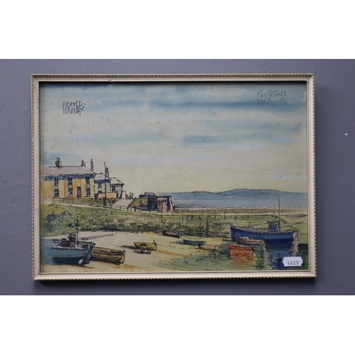 389 - Signed Mid Century Framed and Glazed Harold Walsby Watercolour Painting Entitled Mousehole Harbour F... 