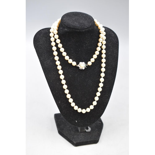 2 - A Beaded Pearl Necklace, With 925. Silver Clasp