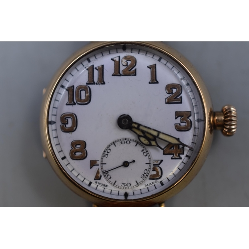 10 - Hallmarked Birmingham 9ct (375) Gold Gents Watch with American 1904 Movement complete with Leather S... 