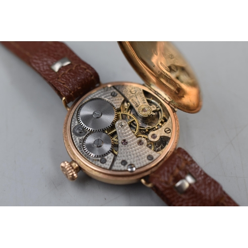 10 - Hallmarked Birmingham 9ct (375) Gold Gents Watch with American 1904 Movement complete with Leather S... 