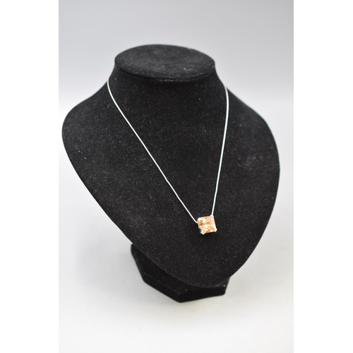 40 - Silver 925 Citrine Stoned Pendant Necklace