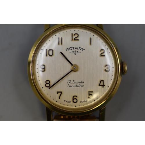 77 - A Rotary 17 Jewels Gold Tone Mechanical Ladies Watch, Working