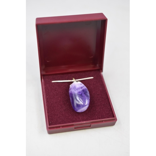 9 - Amethyst Stoned Pendant on Silver 925 Chain Complete with Presentation Box