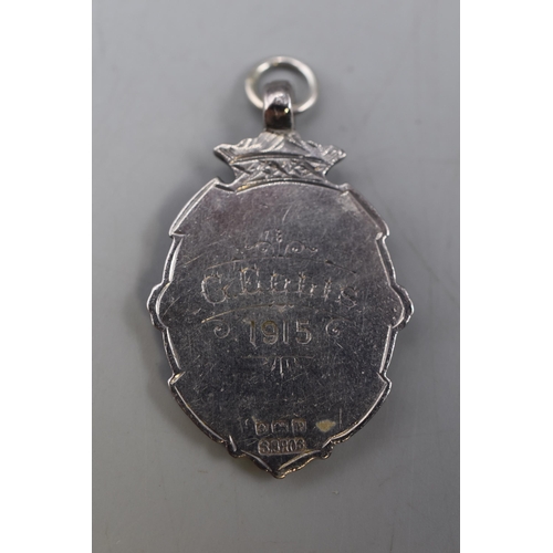 20 - Hallmarked Birmingham Silver Sweet Pea Medal / Fob (Dated 1915)