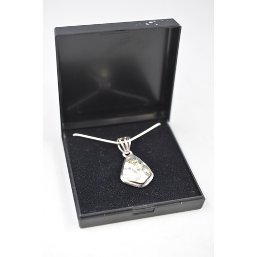 78 - Sterling Silver Paua Shell Pendant Necklace Complete with Presentation Box