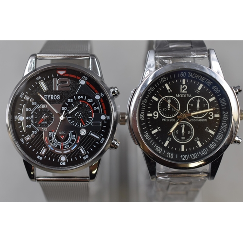 95 - Two Quartz Chronograph Style Watches On Stands, Modiya and Deyros