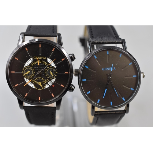 96 - Two Geneva Quartz Watches on Stands