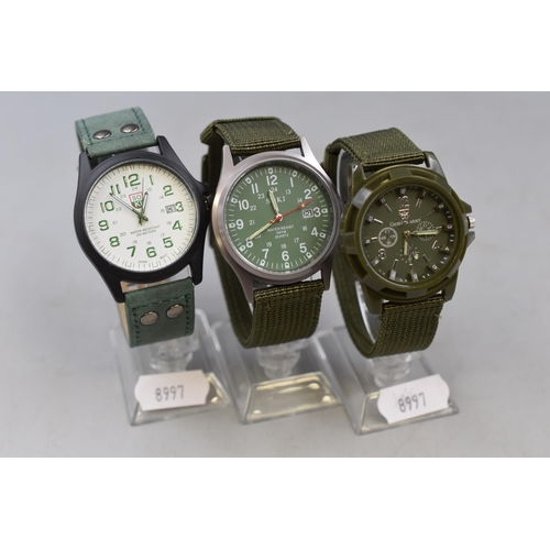 98 - Three Quartz Watches To Include Two Army Style Watches and Sokl