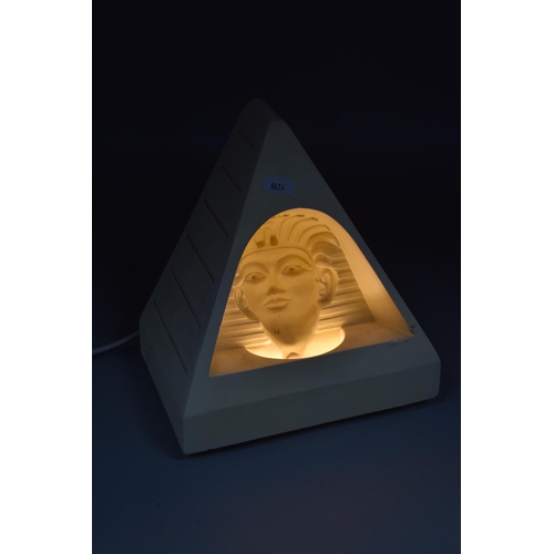 326 - A Chalkware Tutankhamun Mask Lamp, Lights Up When Tested. Approx 9