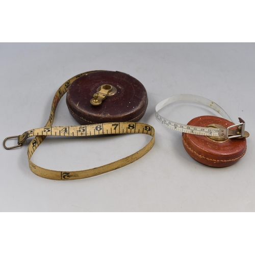 331 - Two Vintage Leather Cased Chesterman Tape Measures, 66ft and 33ft