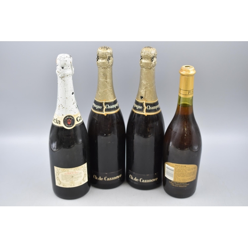 343 - Mixed Selection of Vintage Sealed Alcohol to include Garcia Sparkling Wine, Two Bottles of Chas De C... 