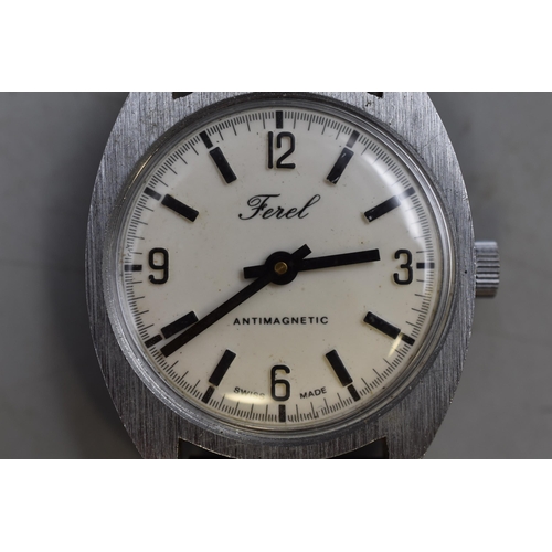 112 - Ferel Mechanical Gents Watch with Leather Strap (Working)