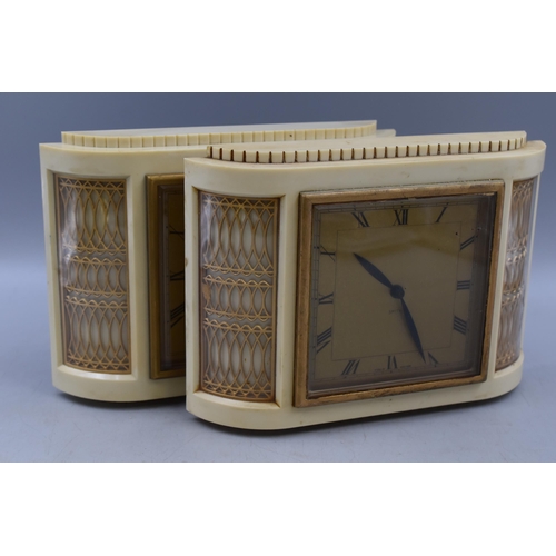 350 - A Pair of Smiths Art Deco Cream and Gold Mantle Clocks, Approx 8