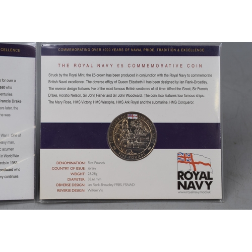 124 - Royal Navy Commemorative £5 Coin With Enamel Flag, Depicting 1000 Years Of Navel Pride, Comple... 